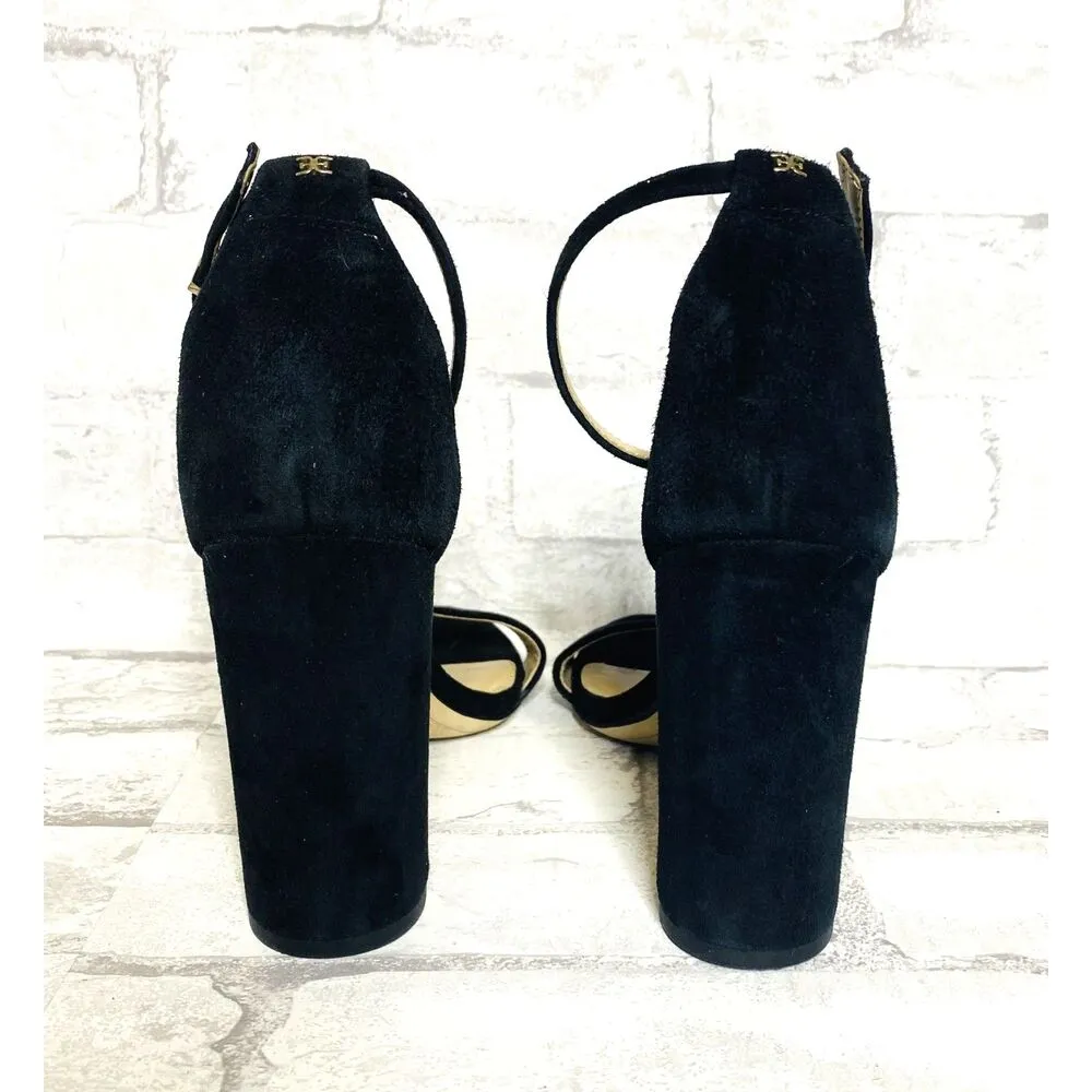 Sam Edelman Black Suede Yaro Ankle Strap Sandal Chunky Heel Adjustable Sz 8.5 - Image 4