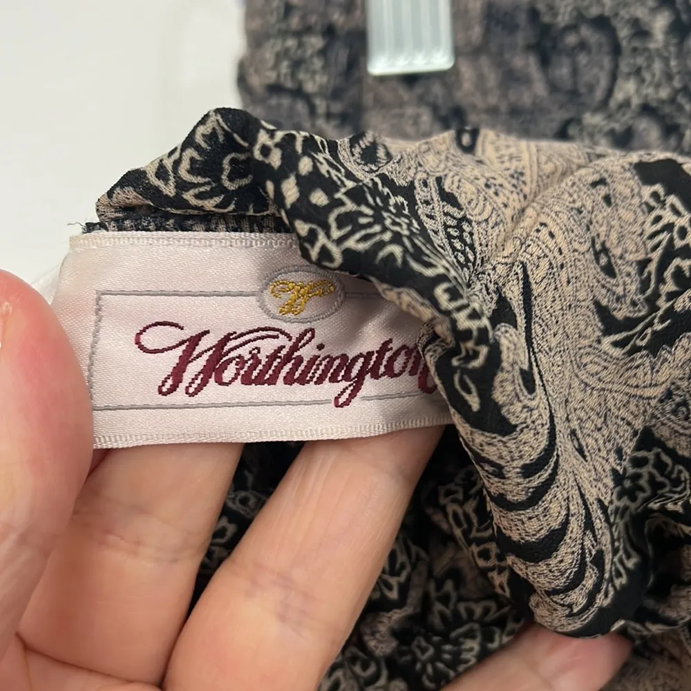 Vintage Worthington Size 16 Black and Beige Pleated Midi Skirt - Image 6