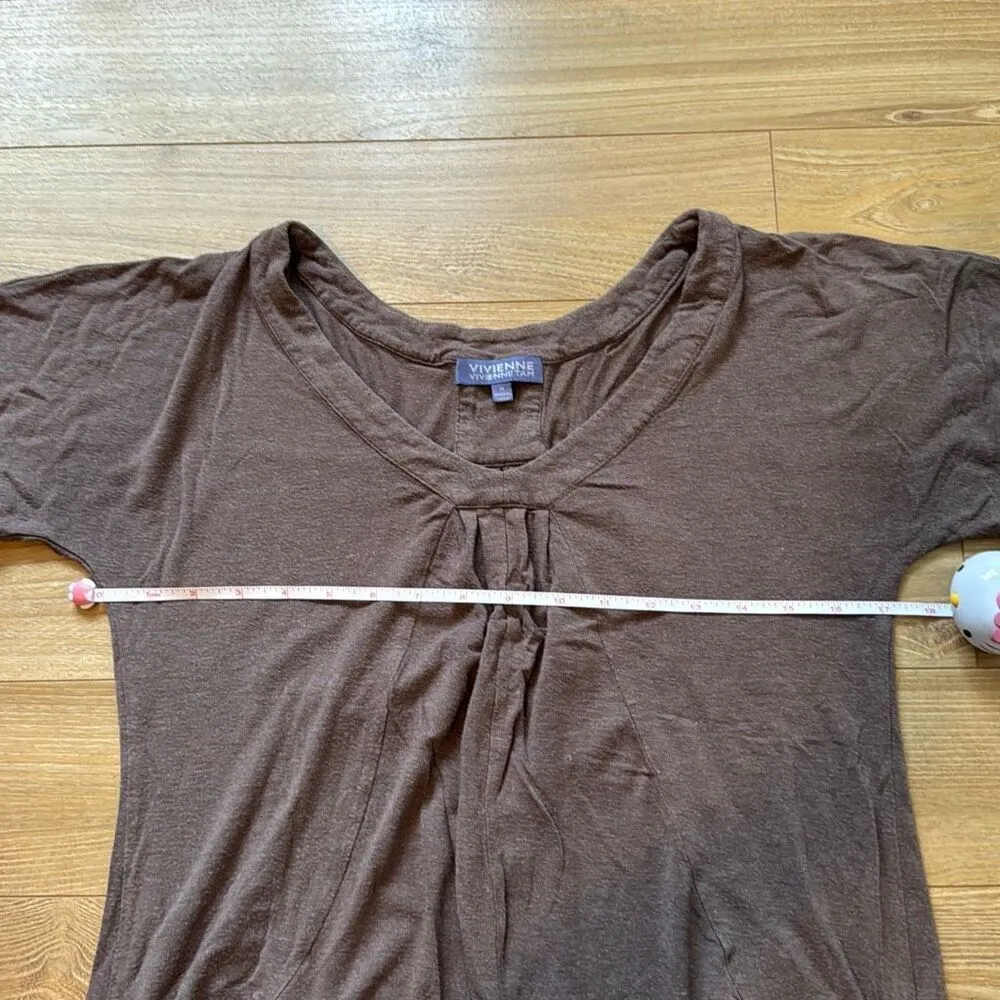 Vivienne tam brown long blouse with pockets size medium - Image 4