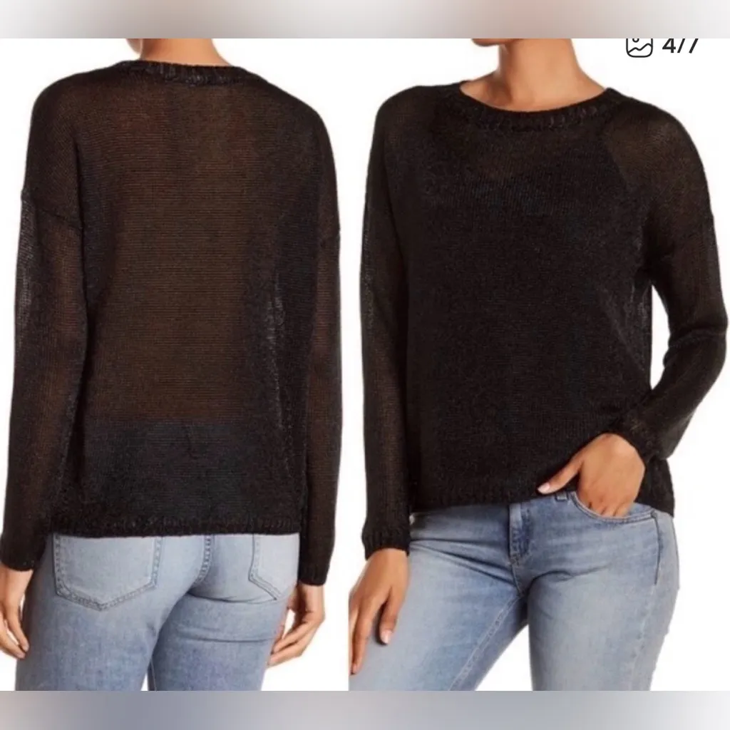 Vince Black Metallic Shimmer Knit Sweater Size Medium - Image 2