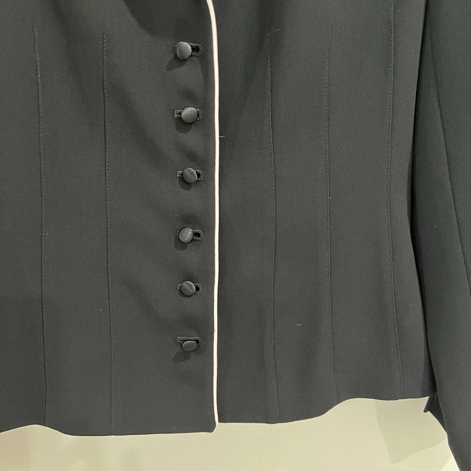 Laura Scott Blazer Women Size 4 Black White Piping Office Casual Preppy Vintage‎ - Image 3