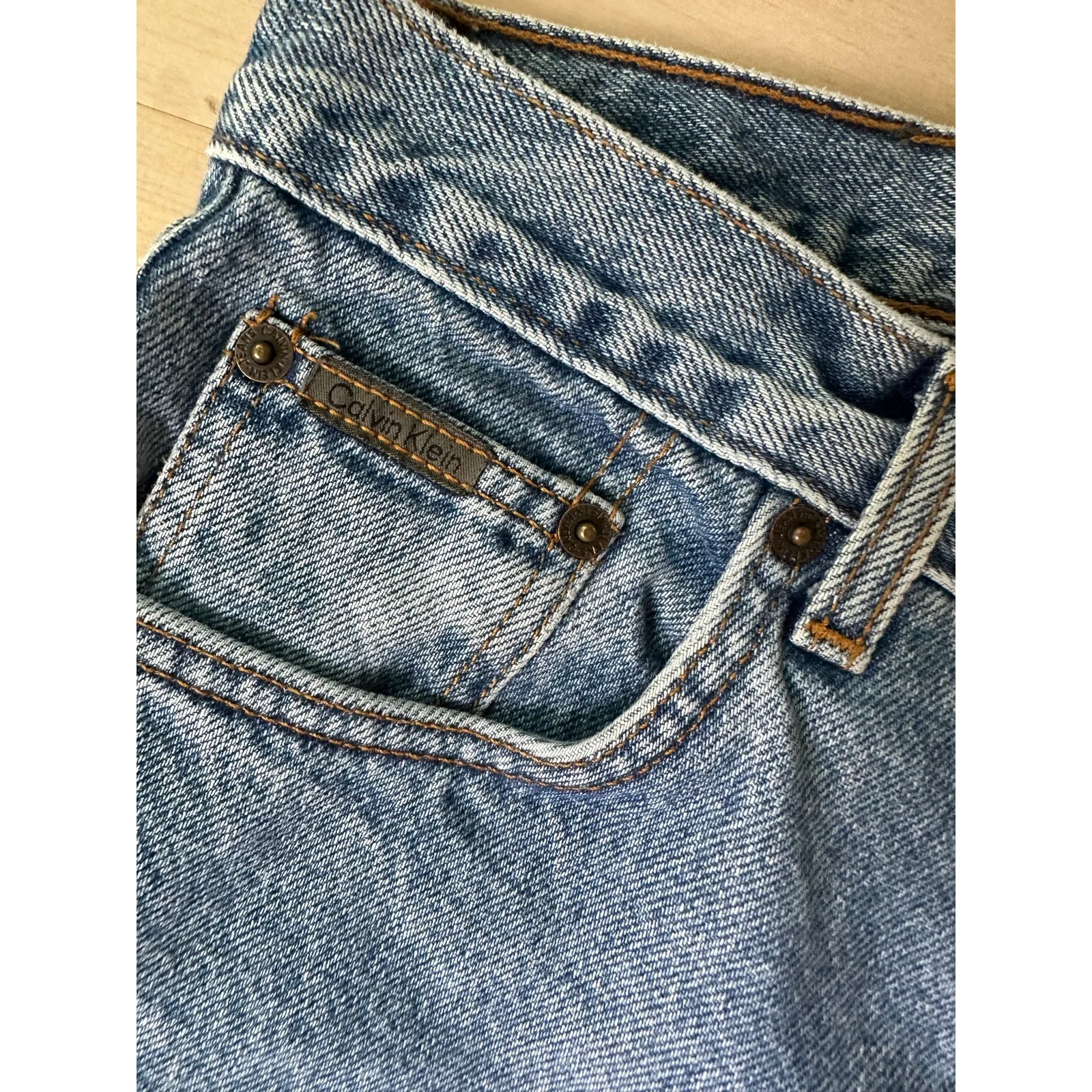 90s Calvin Klein Jeans Stone Light Wash W 28 High Rise Straight Leg Mom Jean USA - Image 5