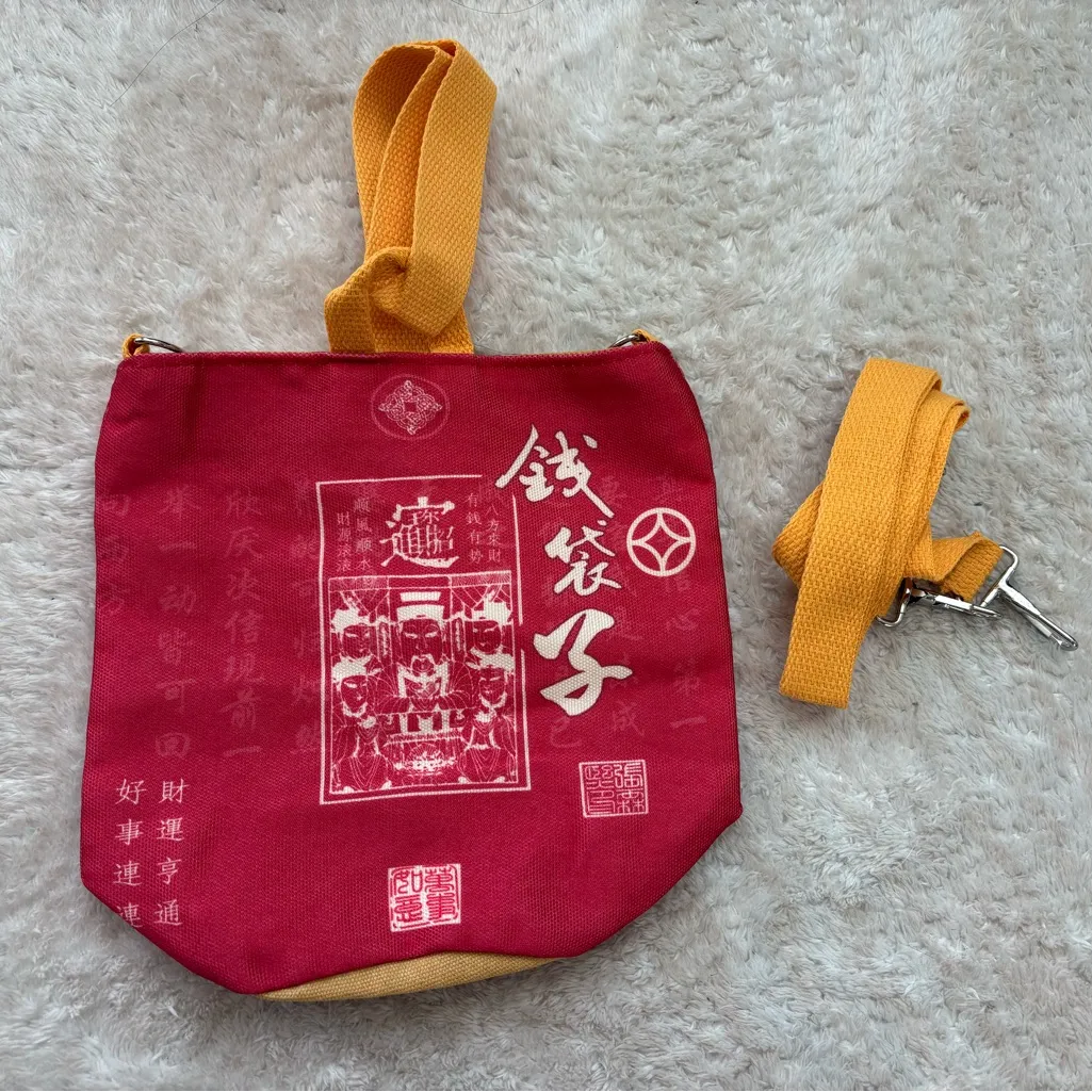 Red Canvas Bucket Crossbody Bag Chinese Noodle Cup Style Small Shoulder Bag new - Image 7