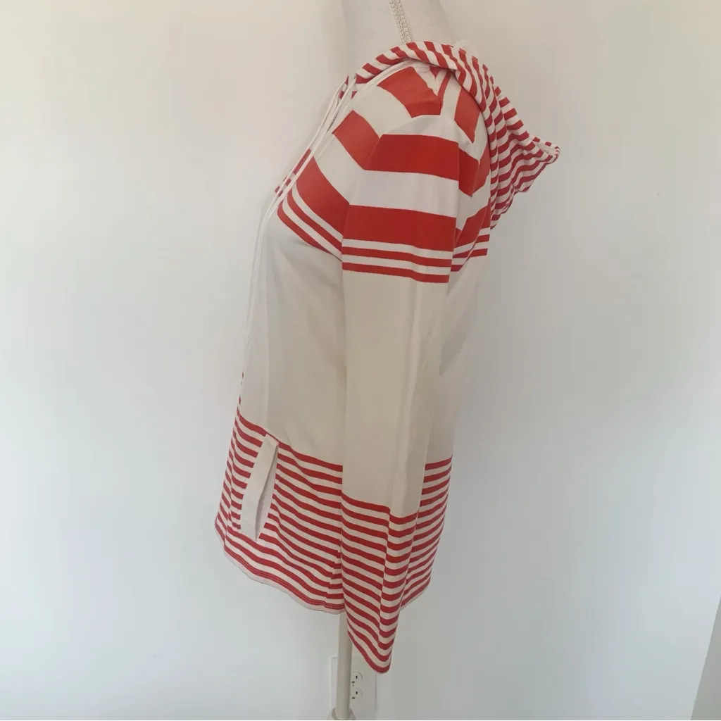 EUC Talbots Petite Red White Nautical Hoodie Kangaroo Pocket Sweatshirt Size SP - Image 8