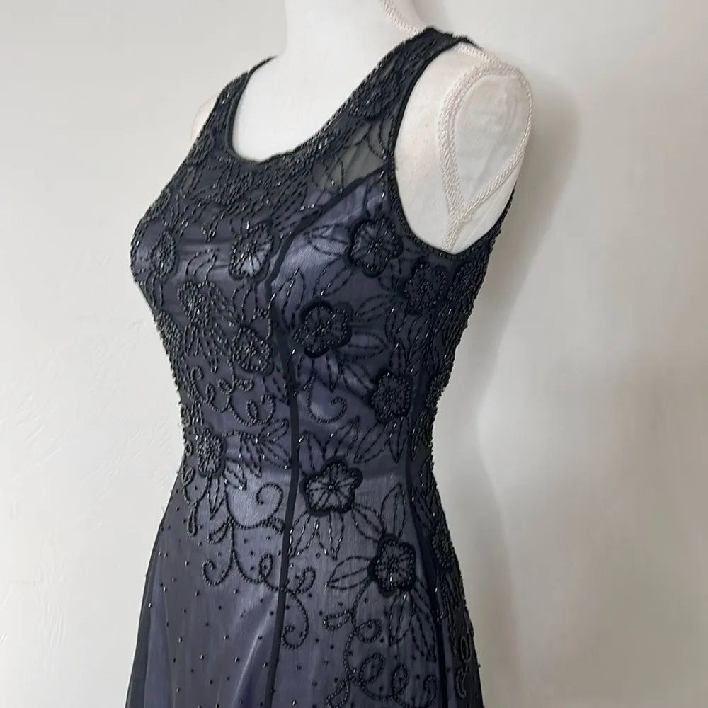 Vintage Beaded Prom Dress Black Size 4 - Image 4
