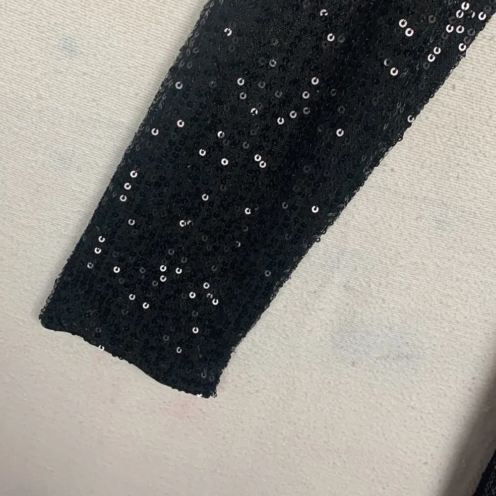 Faeriesty Womens medium black sequin mermaid dress deep v neck prom dance formal - Image 7