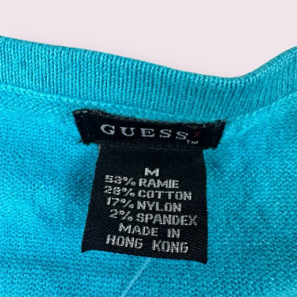 Vtg Y2K 2000's Guess Strapless Bandana Tank Tube Top Embroidered Blue NWT Size M - Image 4