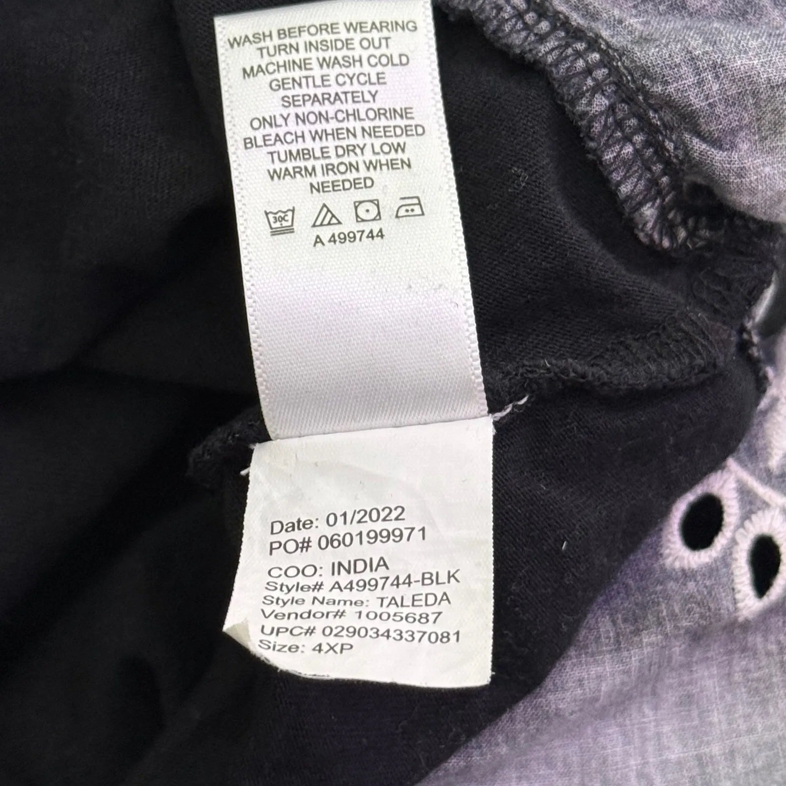 LOGO by Lori Goldstein Plus Size Black Eyelet Tank Dress Size 4X Petite BOHO - Image 7