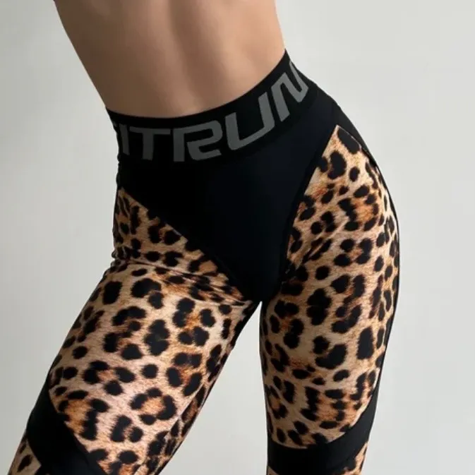 High Waist Animal Print Leggings Leopard Leggings Wide Waistband Push Up Legging Multiple Size XS - Image 6
