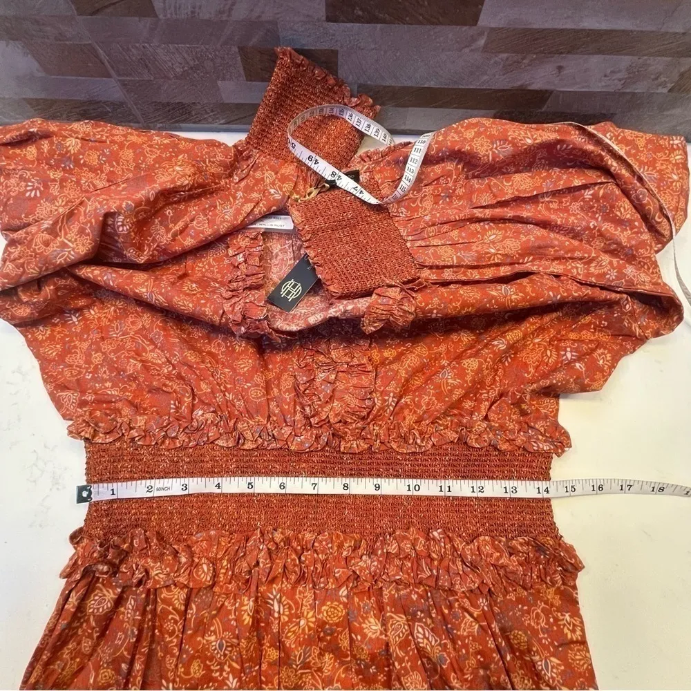 NWT HOUSE OF HARLOW 1960 - x Revolve Wallis Rust Dress Cotton Sz XL - Image 9