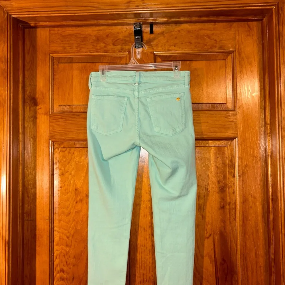 Kate Spade Play Hooky Broome Street Mint Green Stretch Denim Capri Size 28 - Image 4