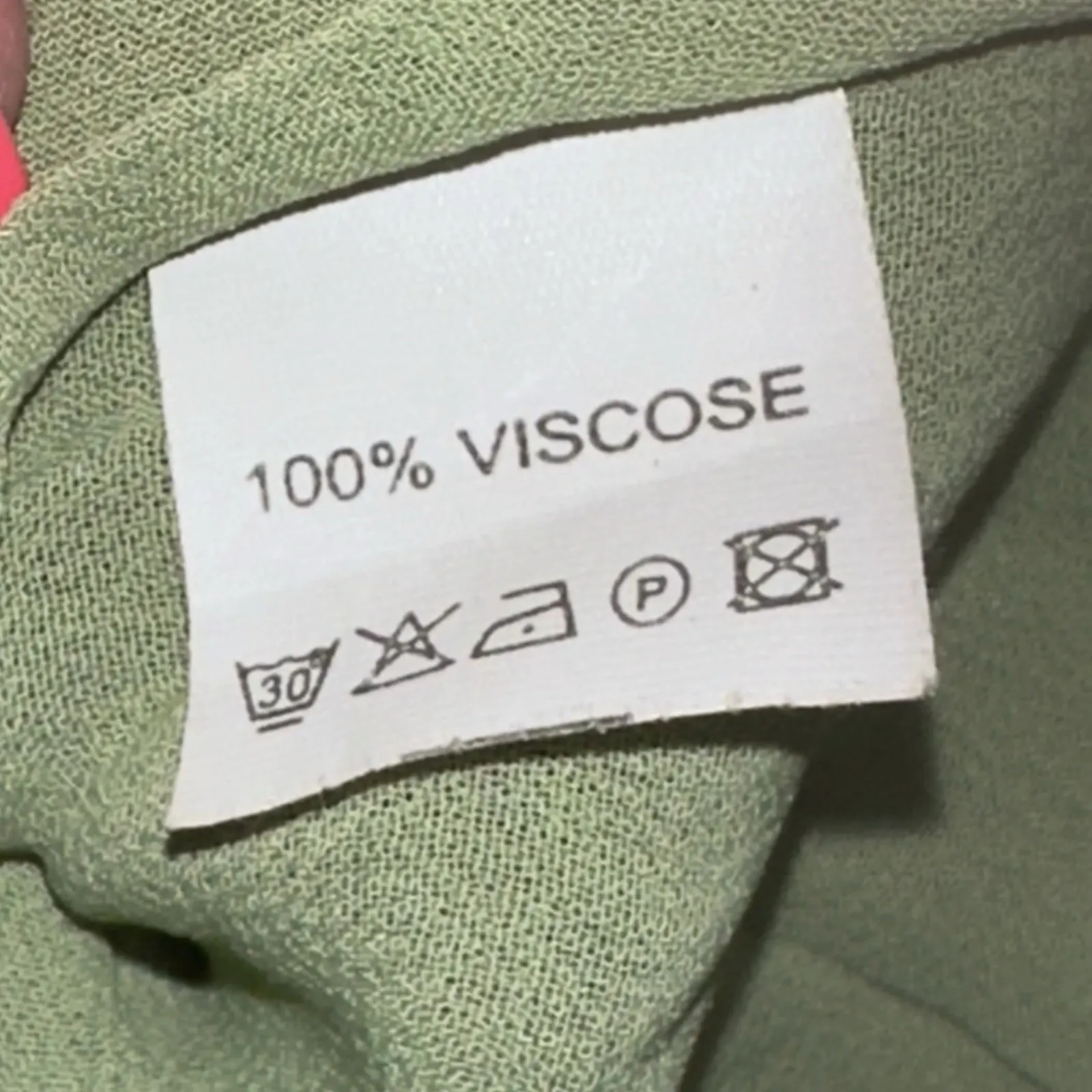 Miss Dalida Paris Abstract Print Blouse Women's Size 5 (XL) Bat Wing Satin Trim Green - Image 6