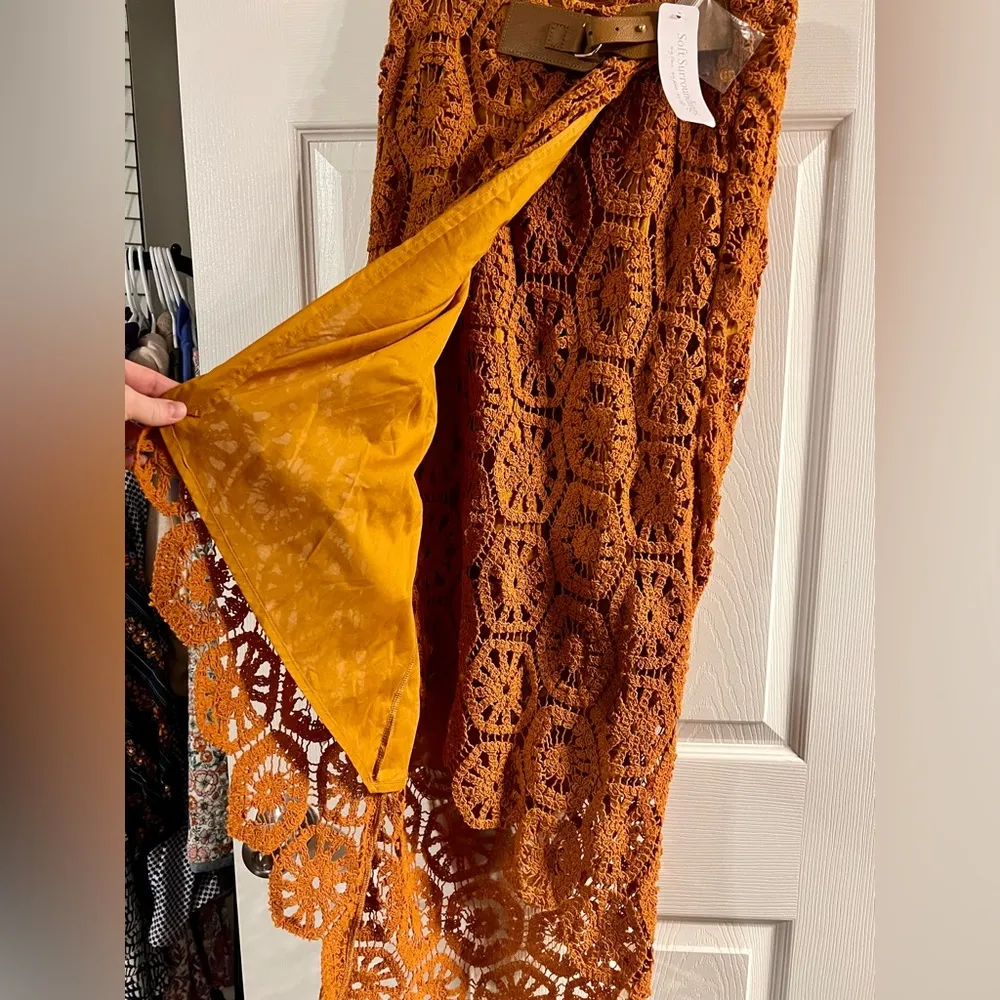 NEW! Soft Surroundings Honey Ginger Crochet Skirt Size XS - Image 2