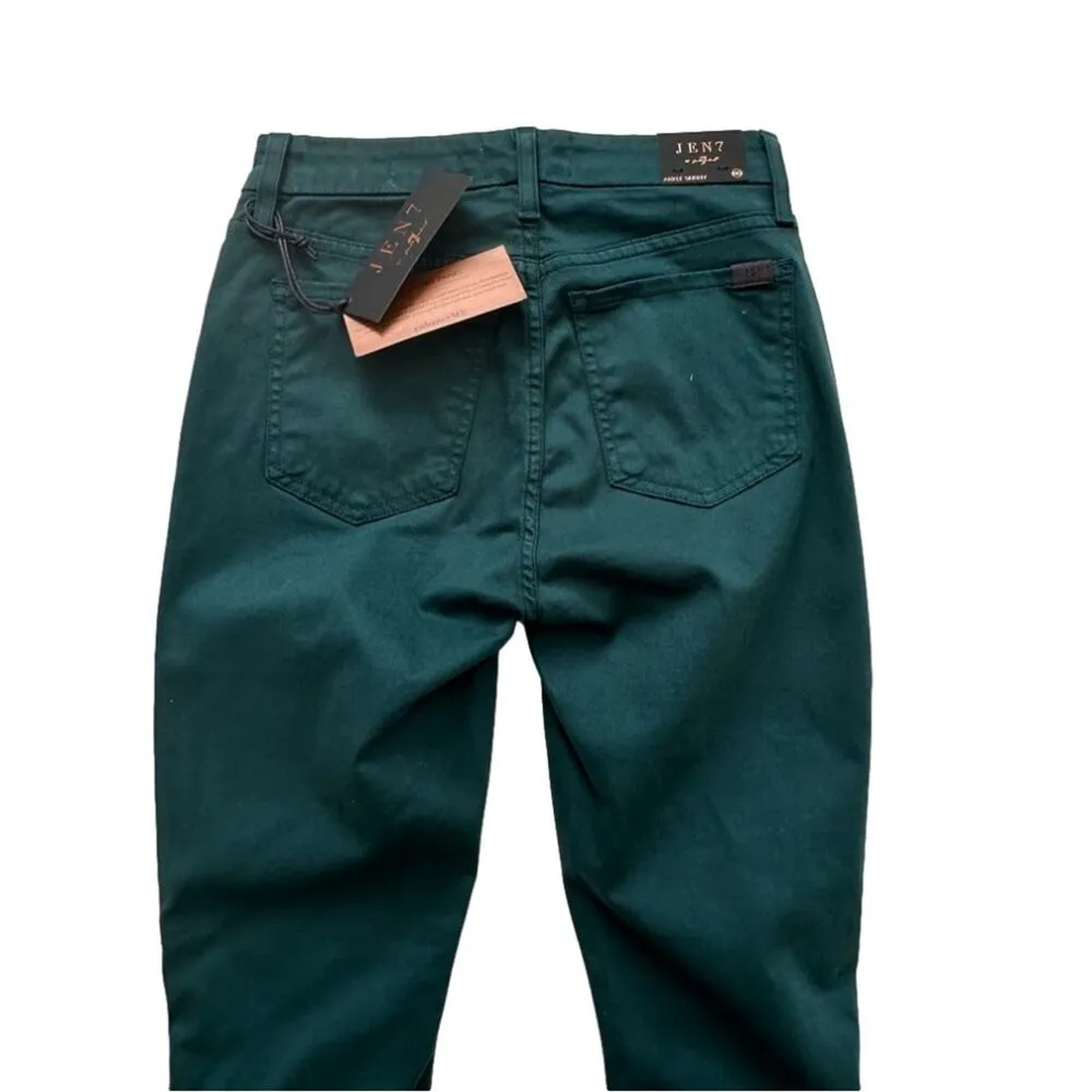 7 for All Mankind Jen7 Green Pine Sateen Skinny Ankle Jeans Size 00 NEW - Image 7