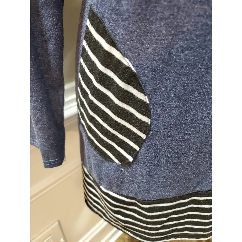 Women's Blue 100% Polyester Cowl Neck Long Sleeve Pullover Knit Sweater Size M Size M - Image 5