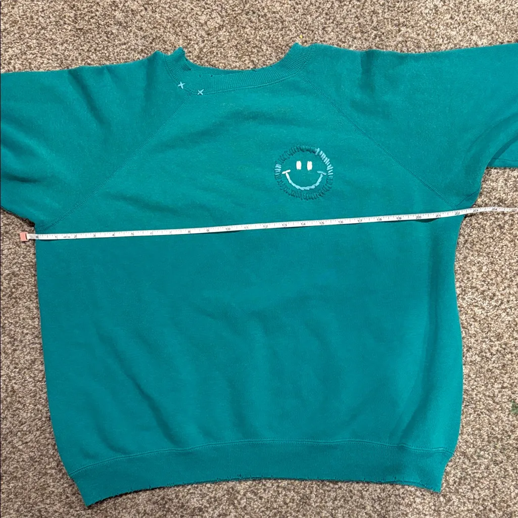 NWT I Stole My Boyfriend’s Shirt Smiley Face xx Sweatshirt | Size: Large Blue - Image 5