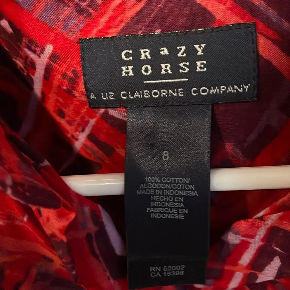 CRAZY HORSE (A LIZ CLAIBORNE COMPANY) Colorful Design Button Down Shirt Size 8 - Image 3