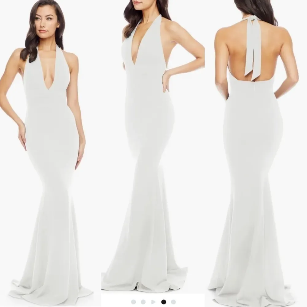 NWOT Dress The Population Camden Mermaid Hem halter Maxi Evening Gown white Sz M - Image 2