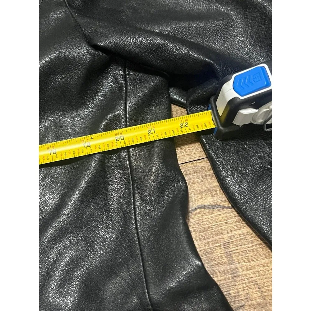 Vintage 100% leather black blazer jacket - Image 3