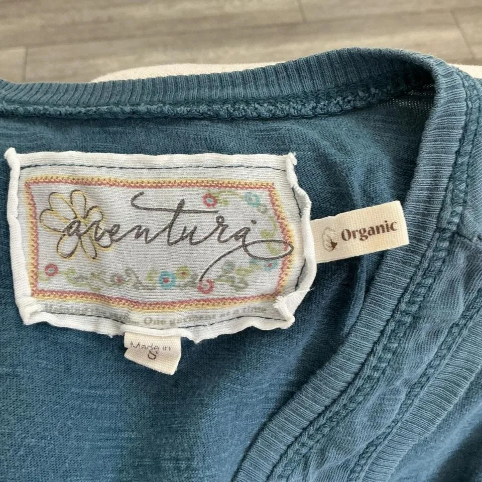 Aventura Dress Organic Blue Floral Print Sleeveless Casual Sundress‎ - Image 3