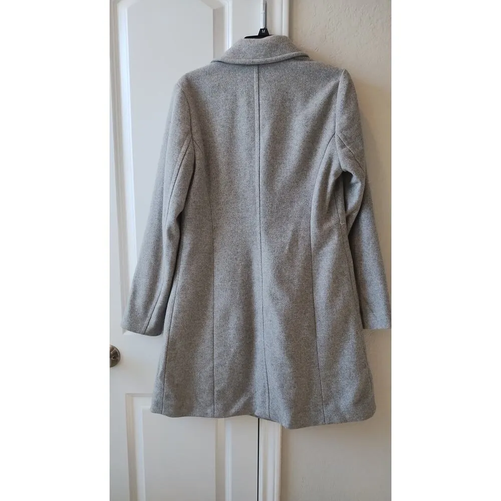 Express Wool Blend Womens Coat Small Gray Double Breasted unbelted Black Buttons - Image 6