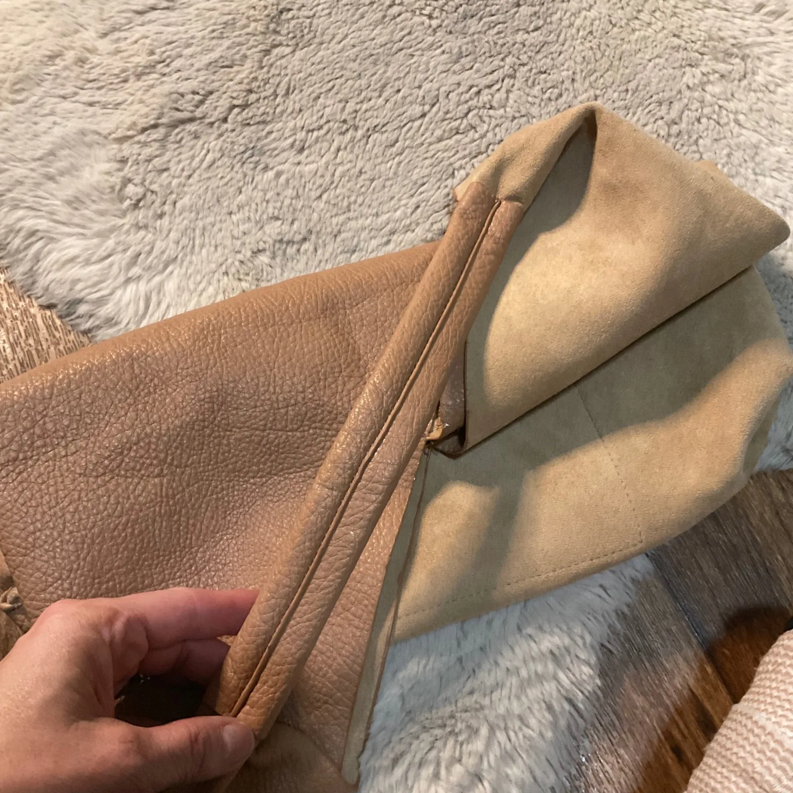 Shiraleah‎ Arden Tote Shoulder Bag Vegan Leather Suede Tan Purse Camel - Image 7