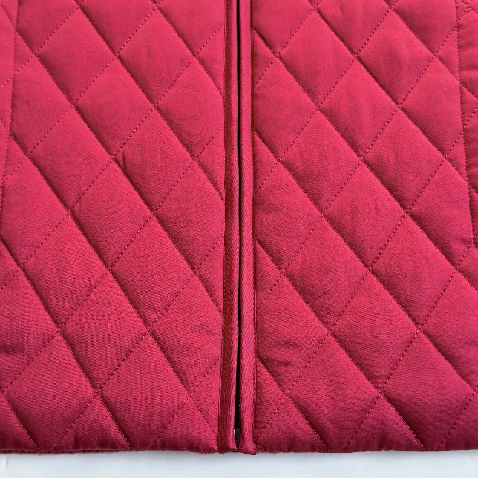 Jones New York Quilted Sweater Vest M 8 10 Faux Fur Collar Sleeveless Jacket Red - Image 5