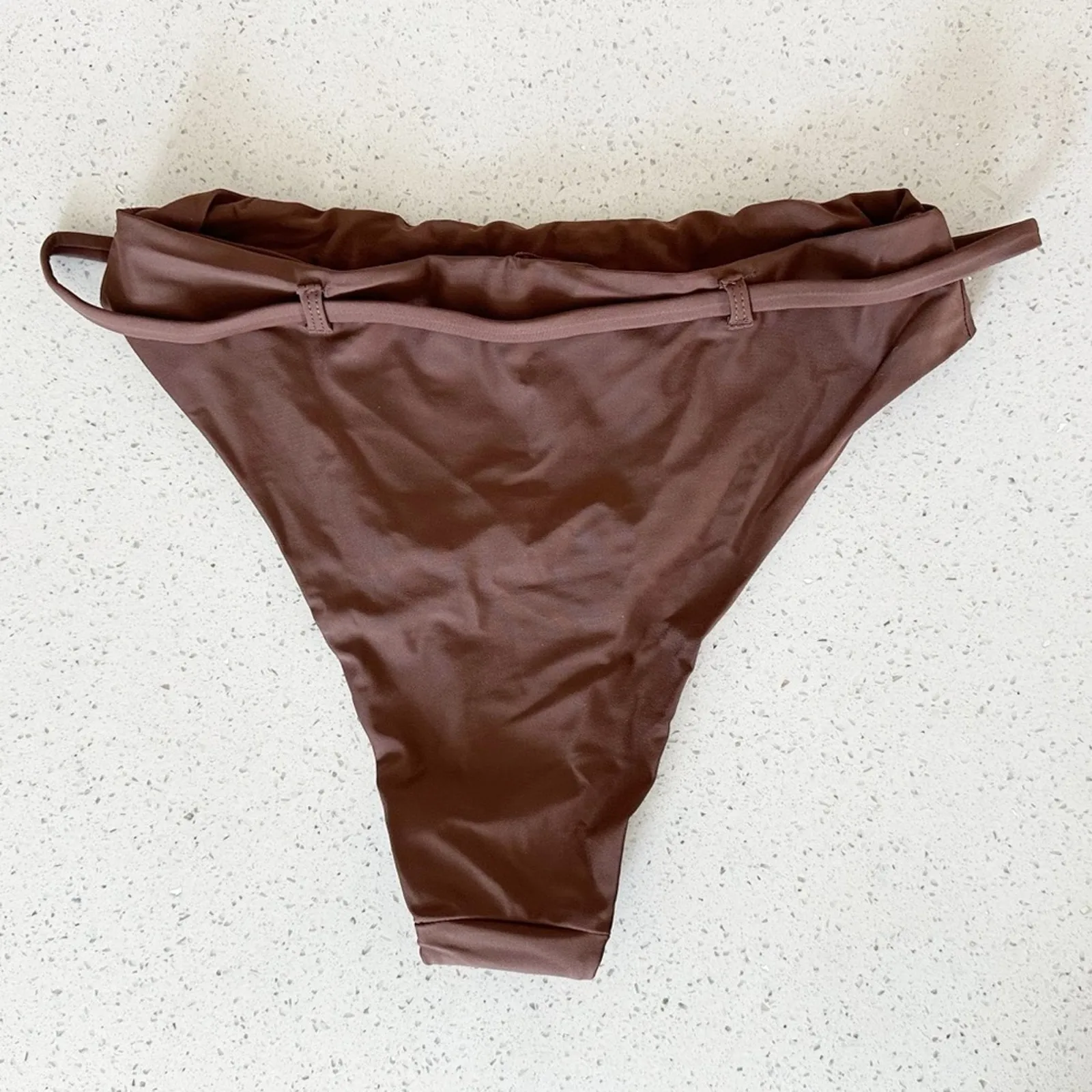 Andie Swim The Riviera High Waisted Bikini Bottom Belted Espresso Brown Size M - Image 3