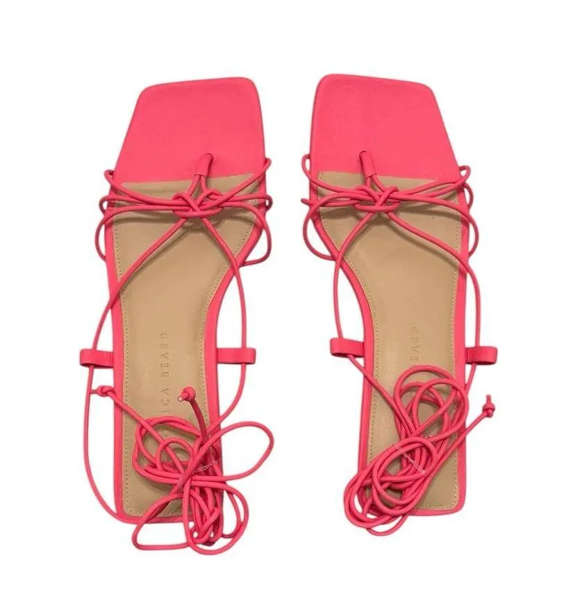 NIB! Veronica Beard Foley Ankle Wrap Strappy Sandal in Coral - Size 7.5 - Image 4