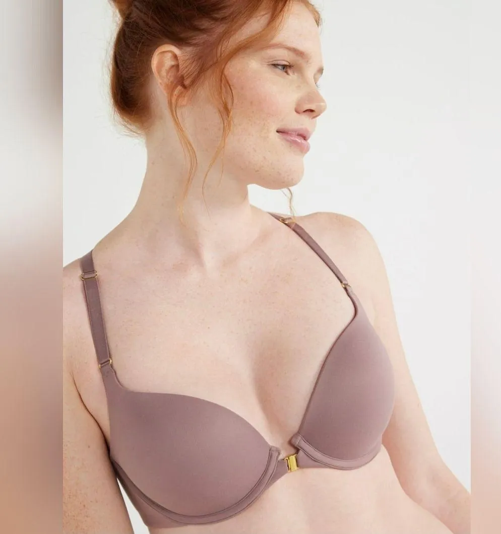 Joyspun Women's Front Close Racerback Push Up Bra Sunset Purple 34C Size undefined - Image 2