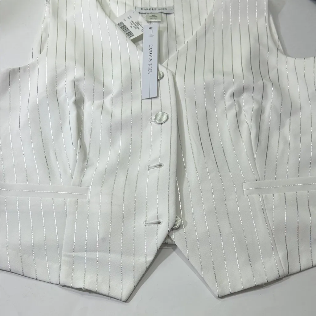 Carole White Pinstripe Women's Vest Size XL - Image 16