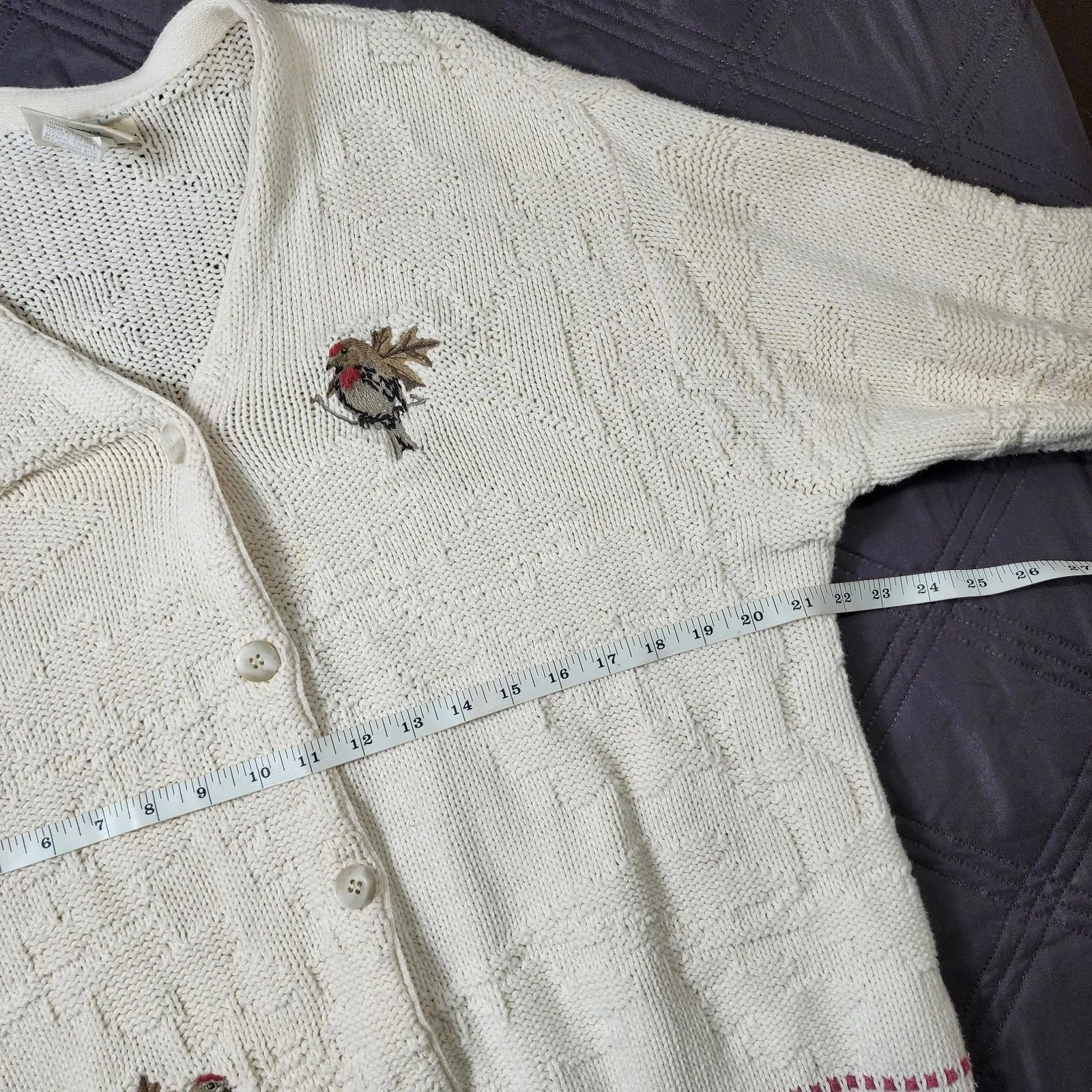 Vintage 90s Northern Reflections Cardigan Sweater Women Large Birds Cottage Knit - Image 8