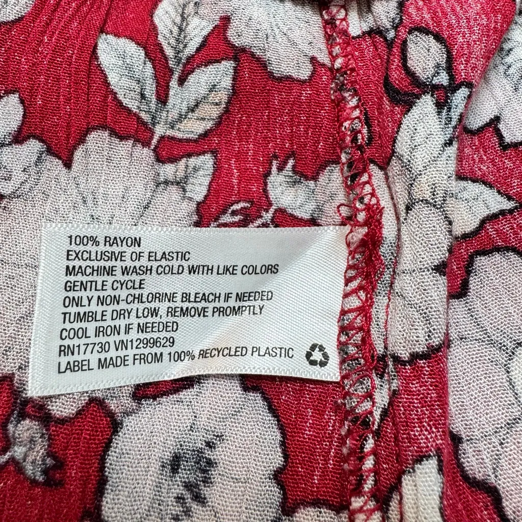 Knox Rose Floral V-Neck Short Sleeve Maxi Dress M Boho Red Blue - Image 3