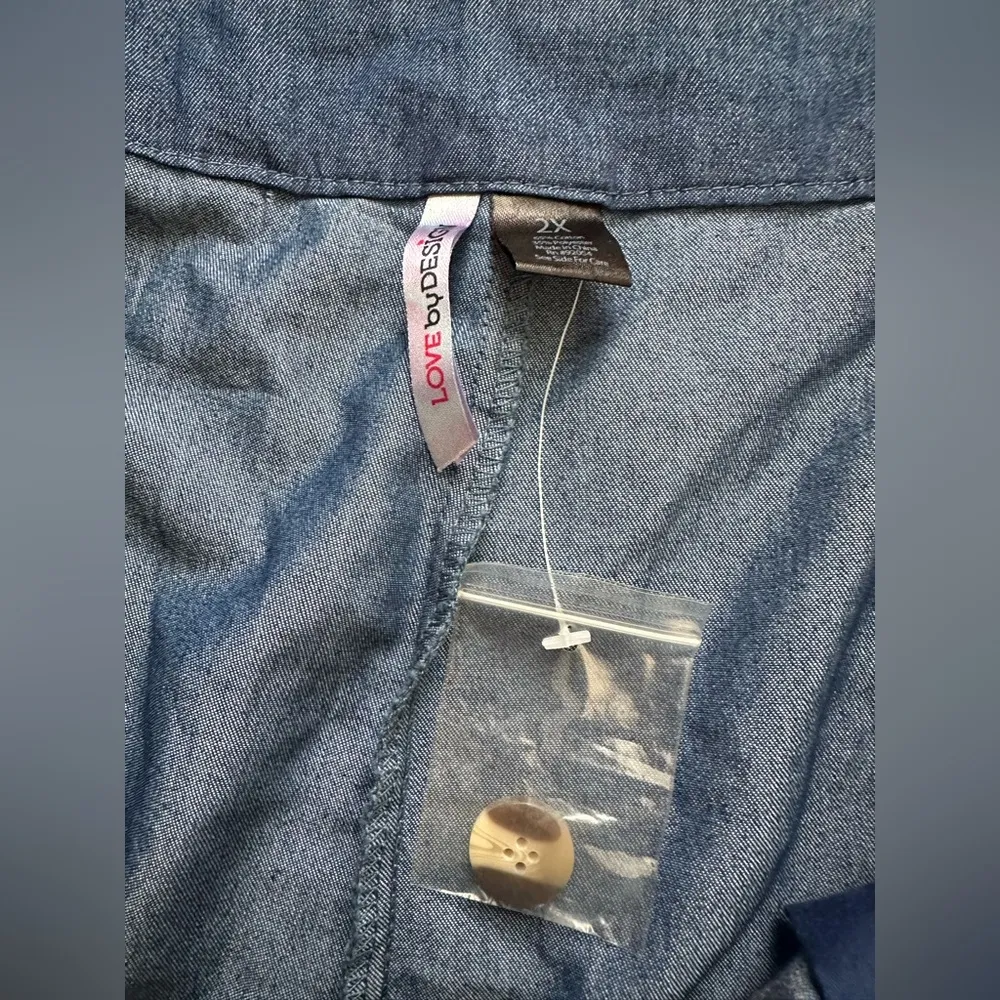 Love By Design Women's Trouser Pants Size 2X Blue Wide Leg Cropped - Image 5