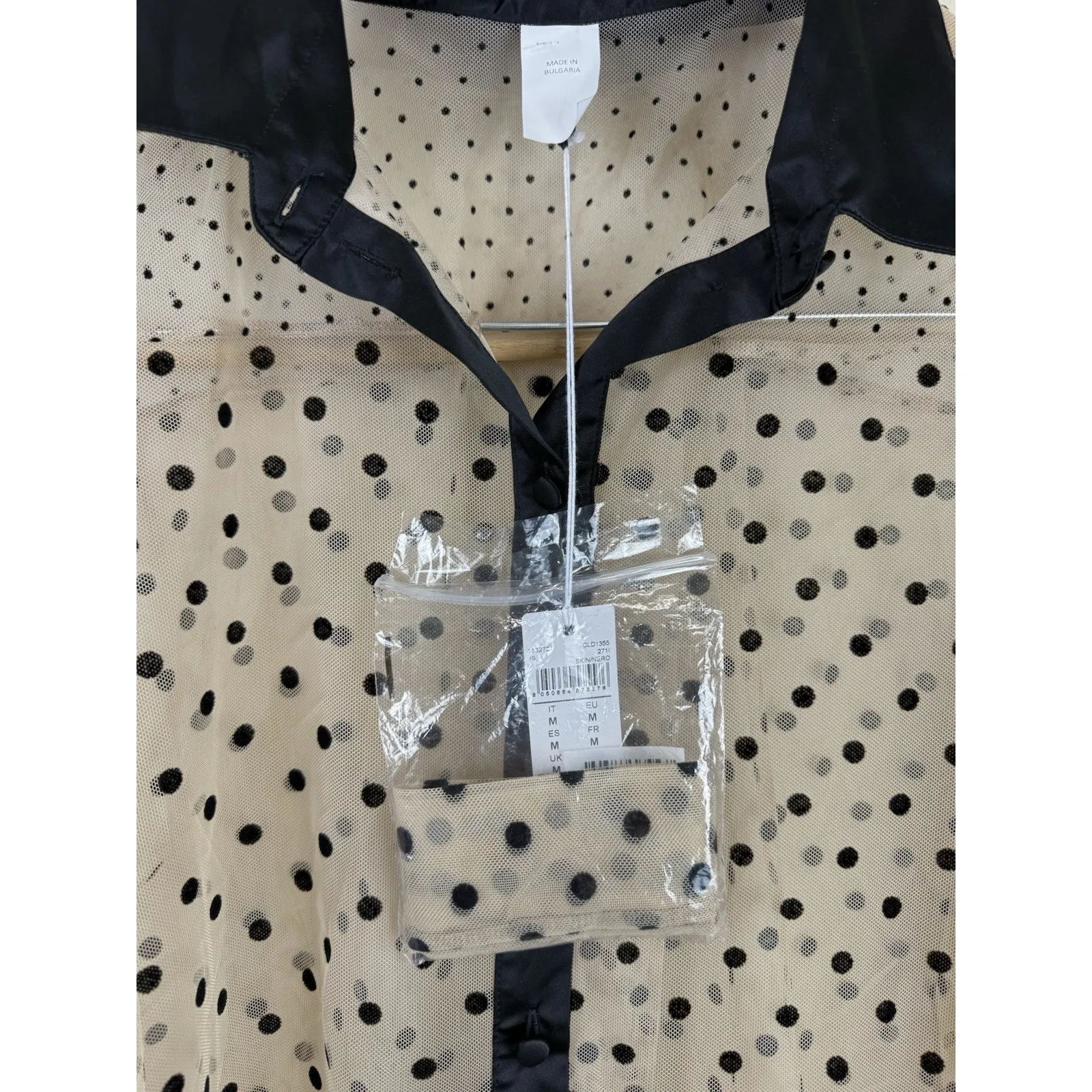 Intimissimi Sheer Nude Tulle Polka Dot Shirt for women’s Size M, NWT Black Size M - Image 5