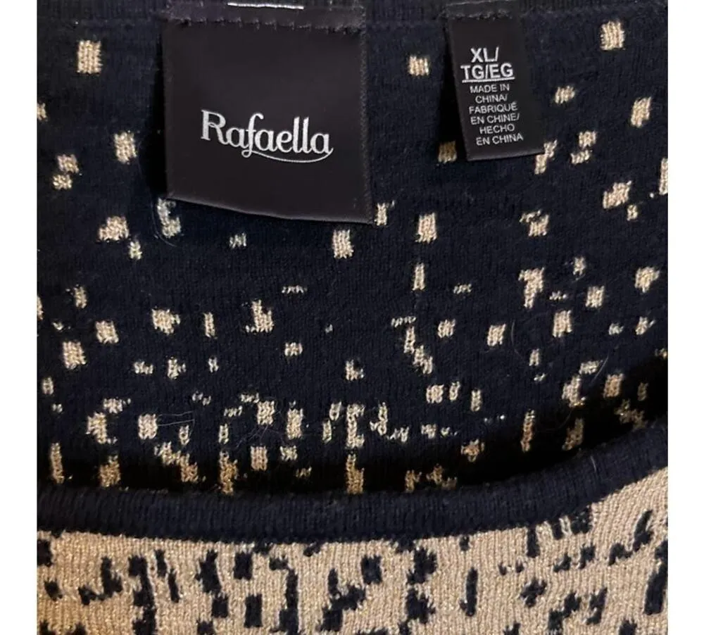 Rafaella Gold & Black Sparkle Shark Bite Hem Sweater Size XL - Image 3