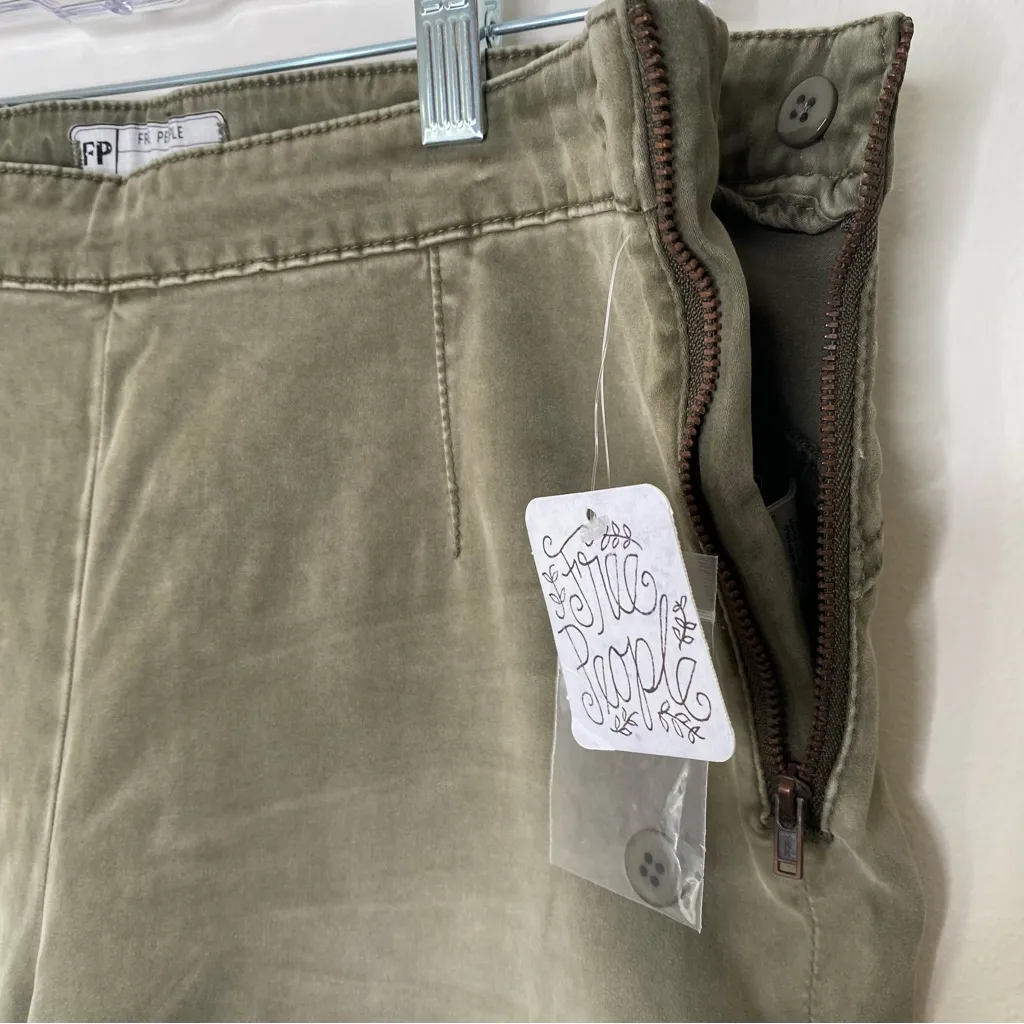 Free People Utility Crop Twill Cargo Pants iArmy Green Sz 12 - Image 11