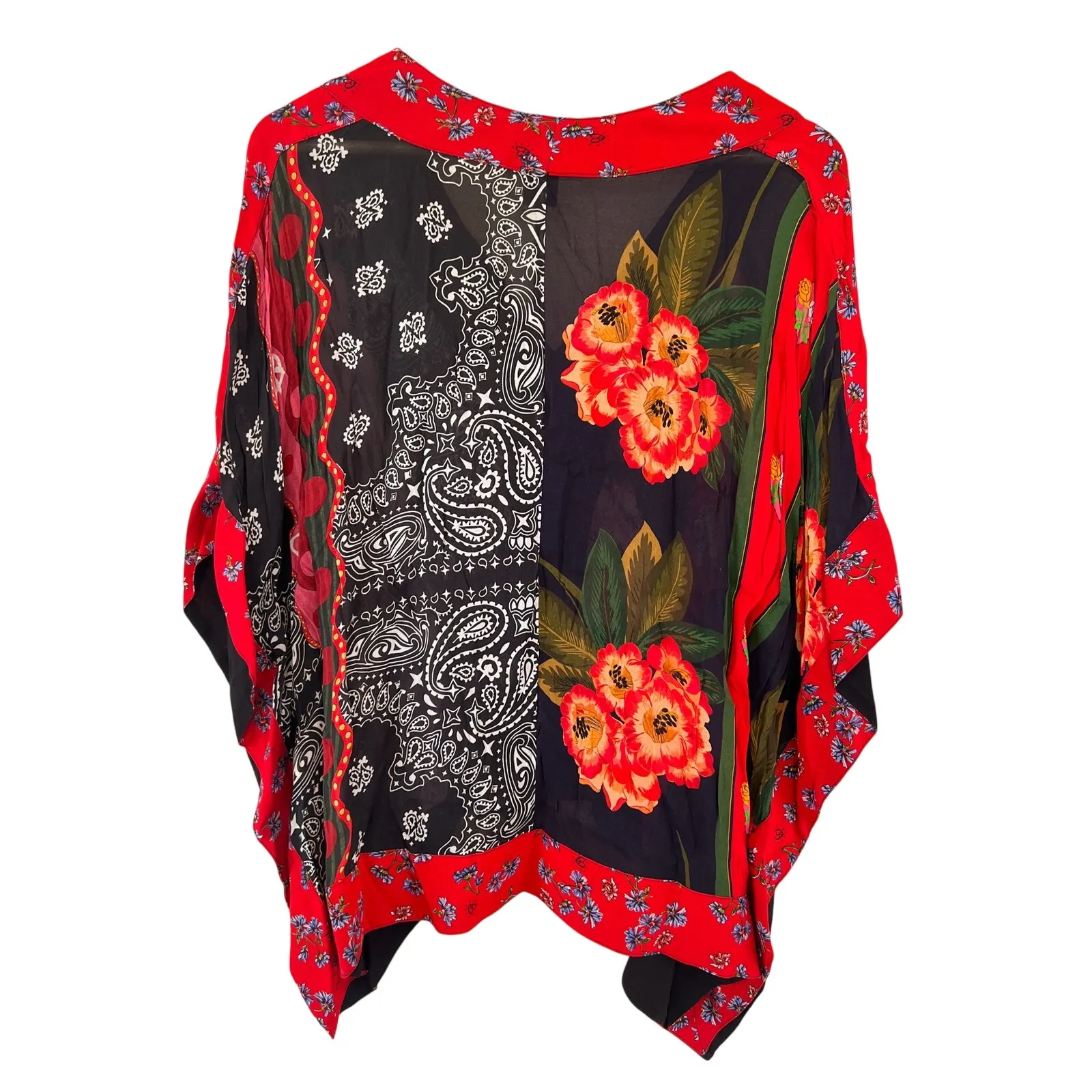 Desigual  Patchwork Poncho Blouse Small Viscose Boho Indie - Image 6