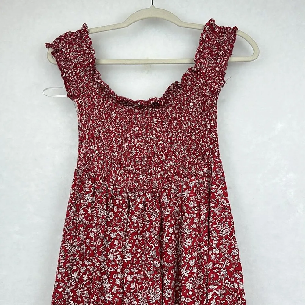 Bohemia Red Maxi Dresses Chiffon Cotton Casual Printing Women's Sz M Size M - Image 9