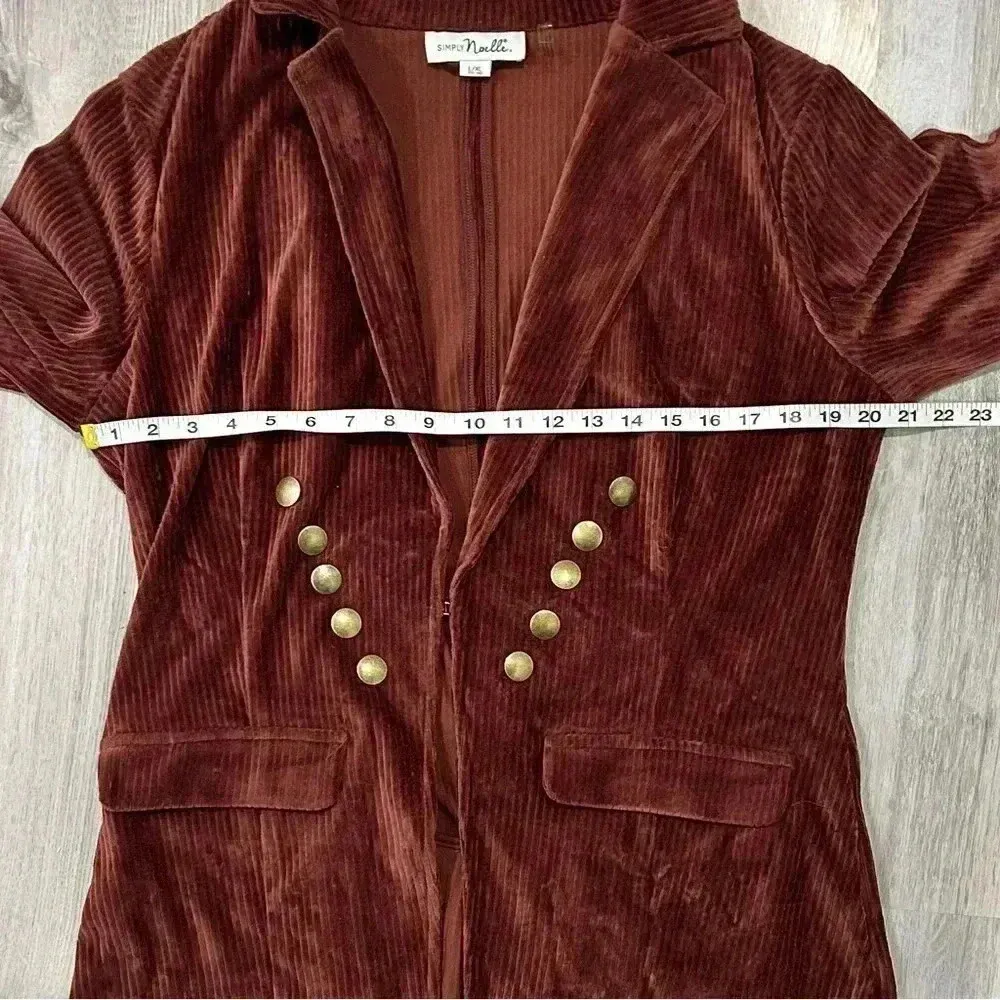 Simply Noelle Brown Corduroy Blazer Jacket Long Sleeve Collared Size L/XL - Image 5
