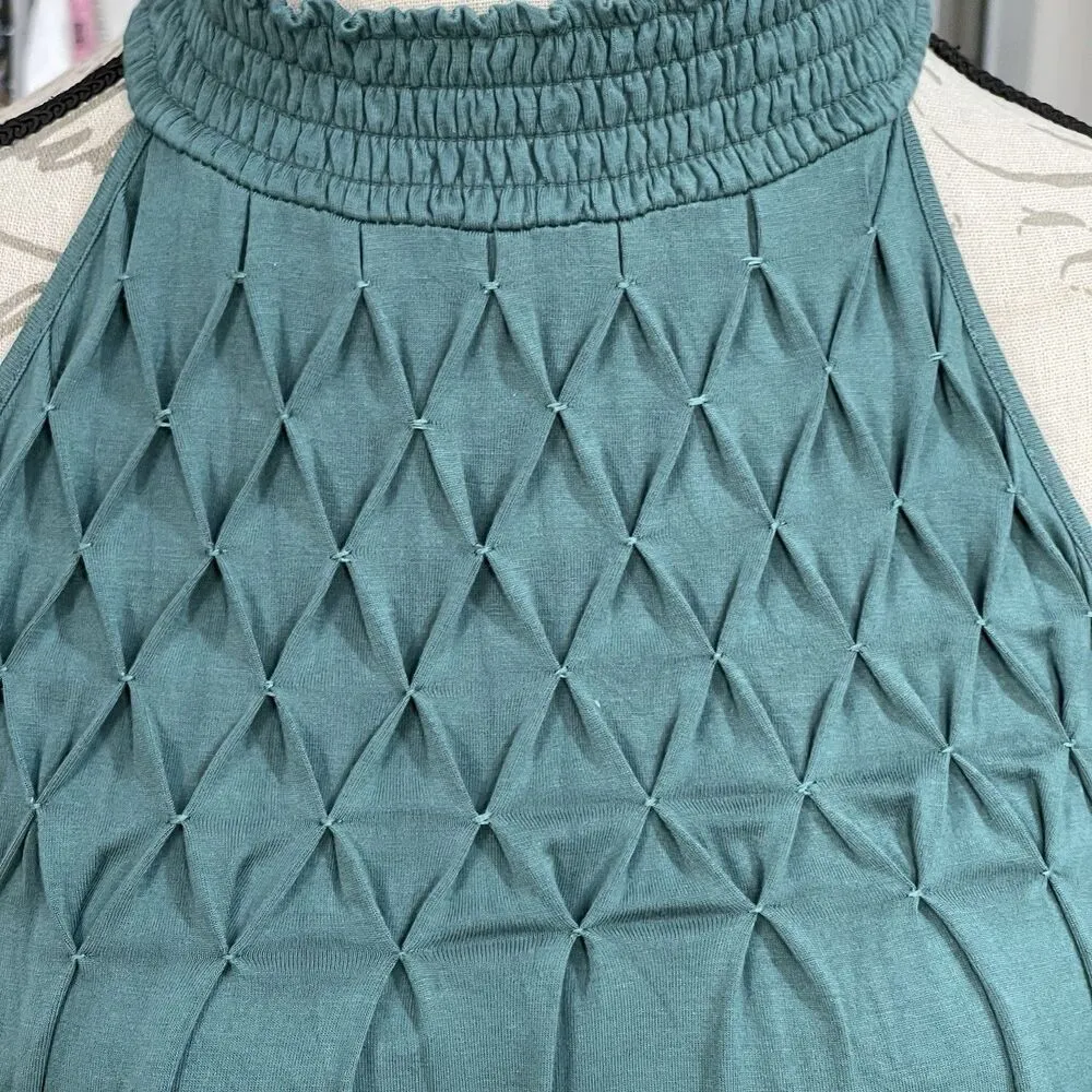 Cable & Gauge Womens Blouse Size Medium Teal Halter Neck Boho Summer Bohemian - Image 7