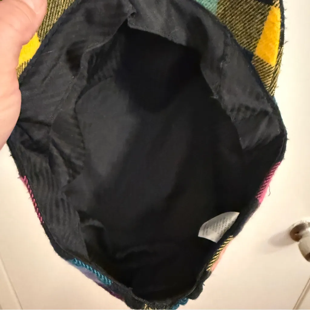 Payless Shoe Source Plaid Newsboy Cap in Blue and Yellow and Pink VTG Y2K - Image 4