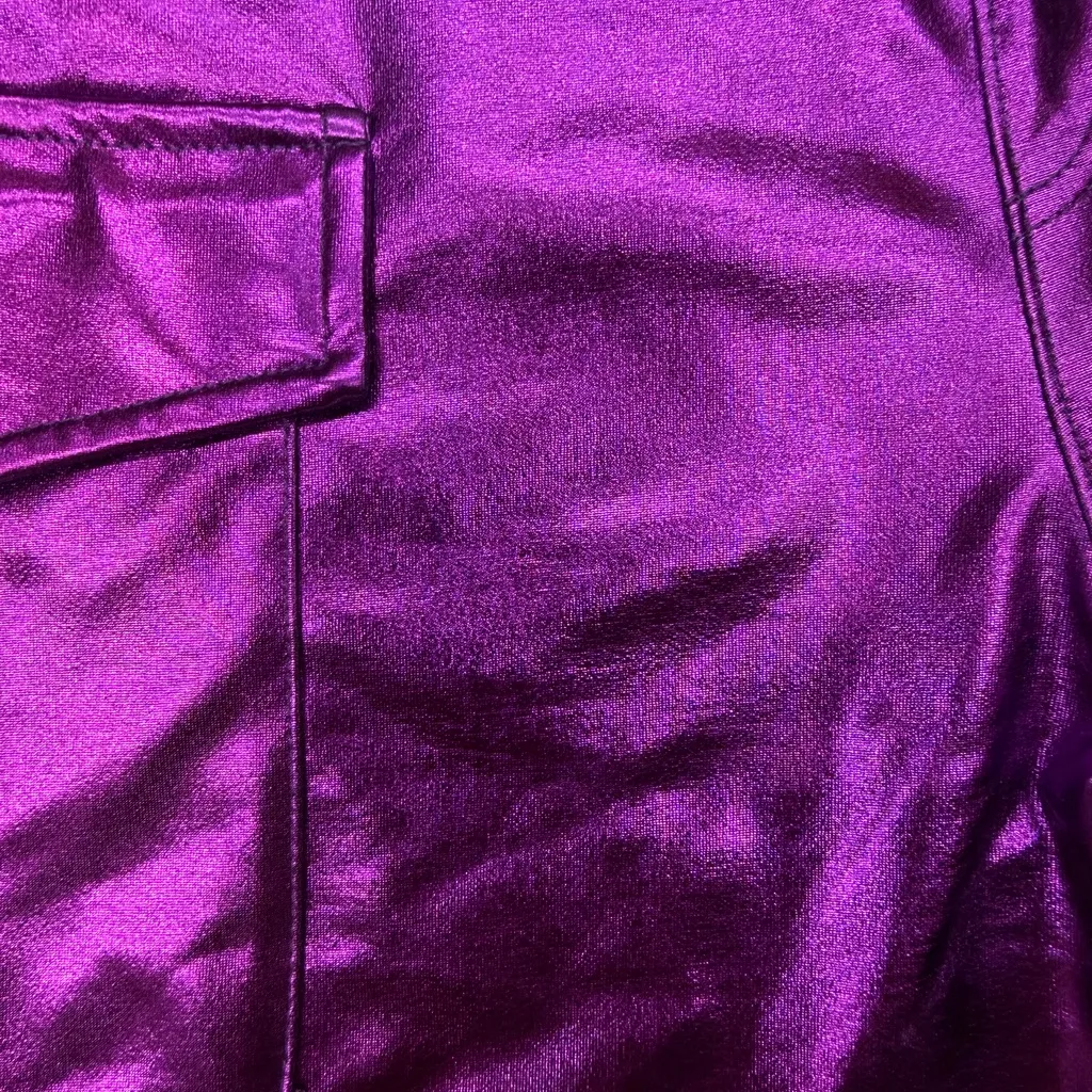 Shiny Purple Cargo Shorts nwt Size M - Image 2