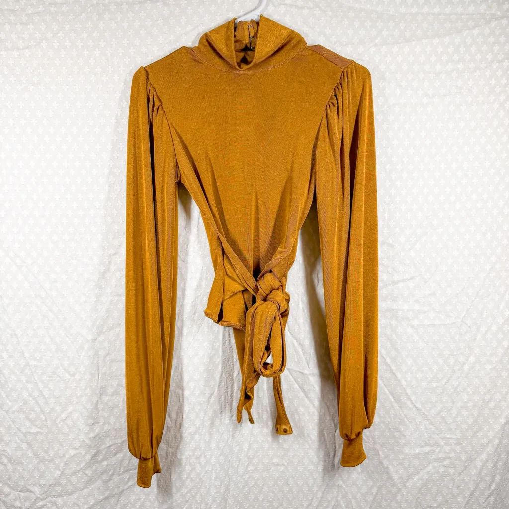 Free People Intimately Orange Gold Turtleneck Bring It Back Bodysuit - Image 2