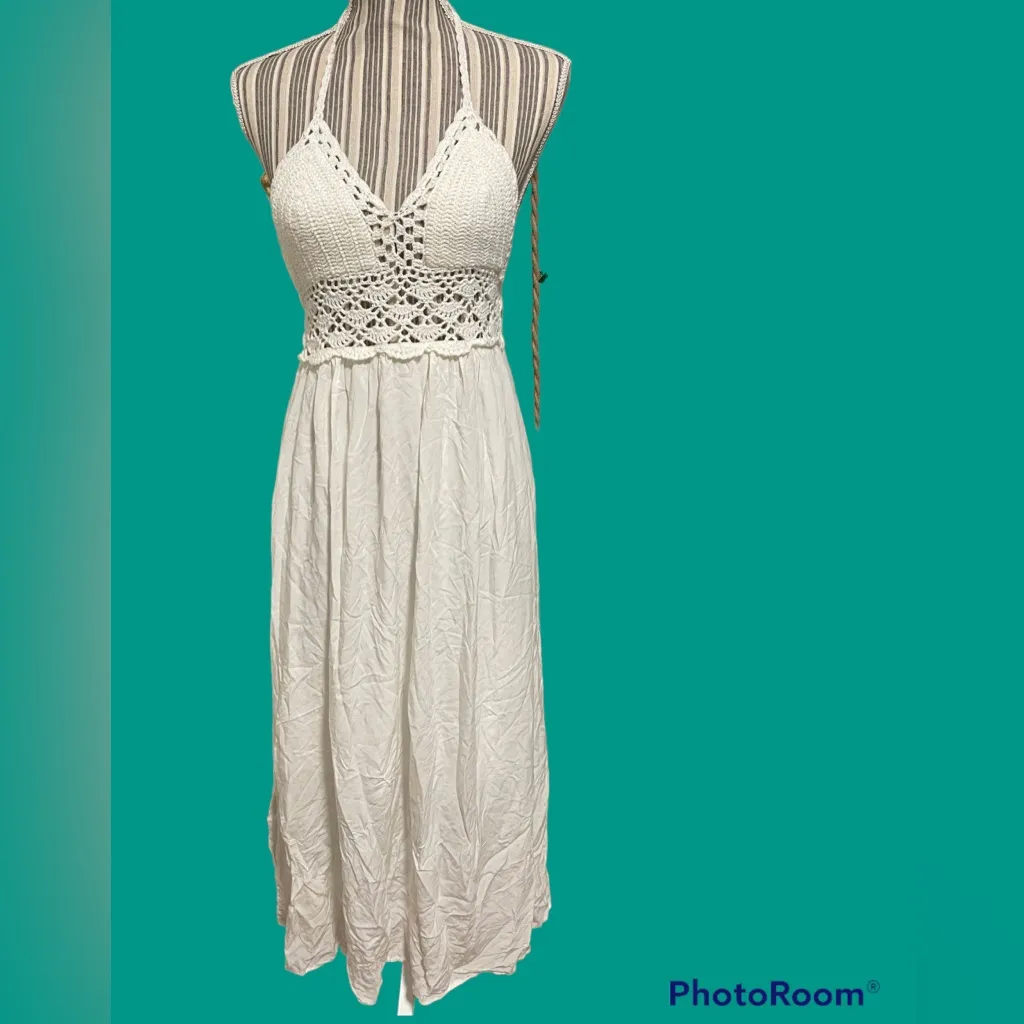 LILBETTER WHITE MAXI CROCHET DRESS SIZE Small women’s coquette vacation core - Image 4