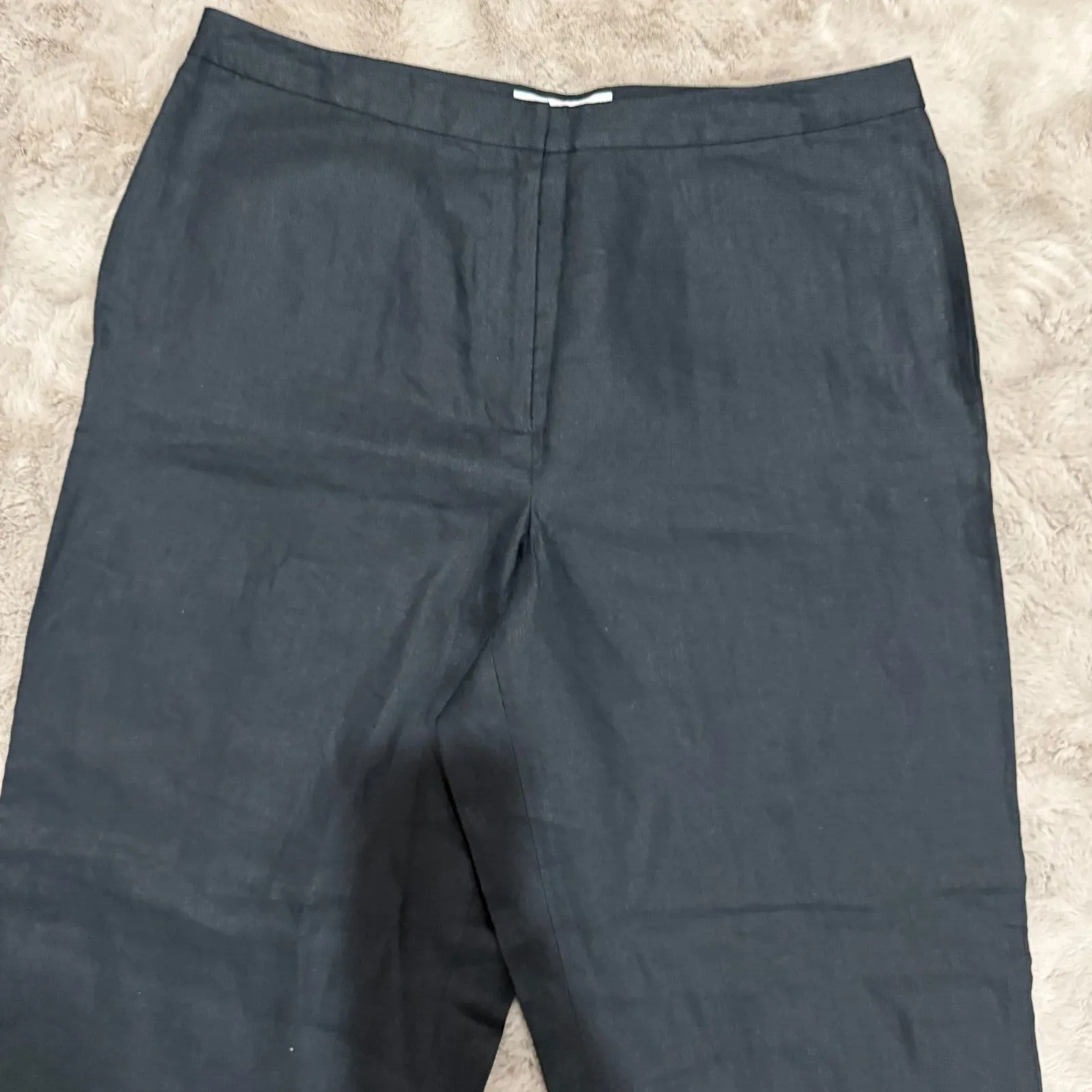 Real Clothes Black 100% Irish Linen Pants Women's 14 Classic‎ Nature Minimalist - Image 2