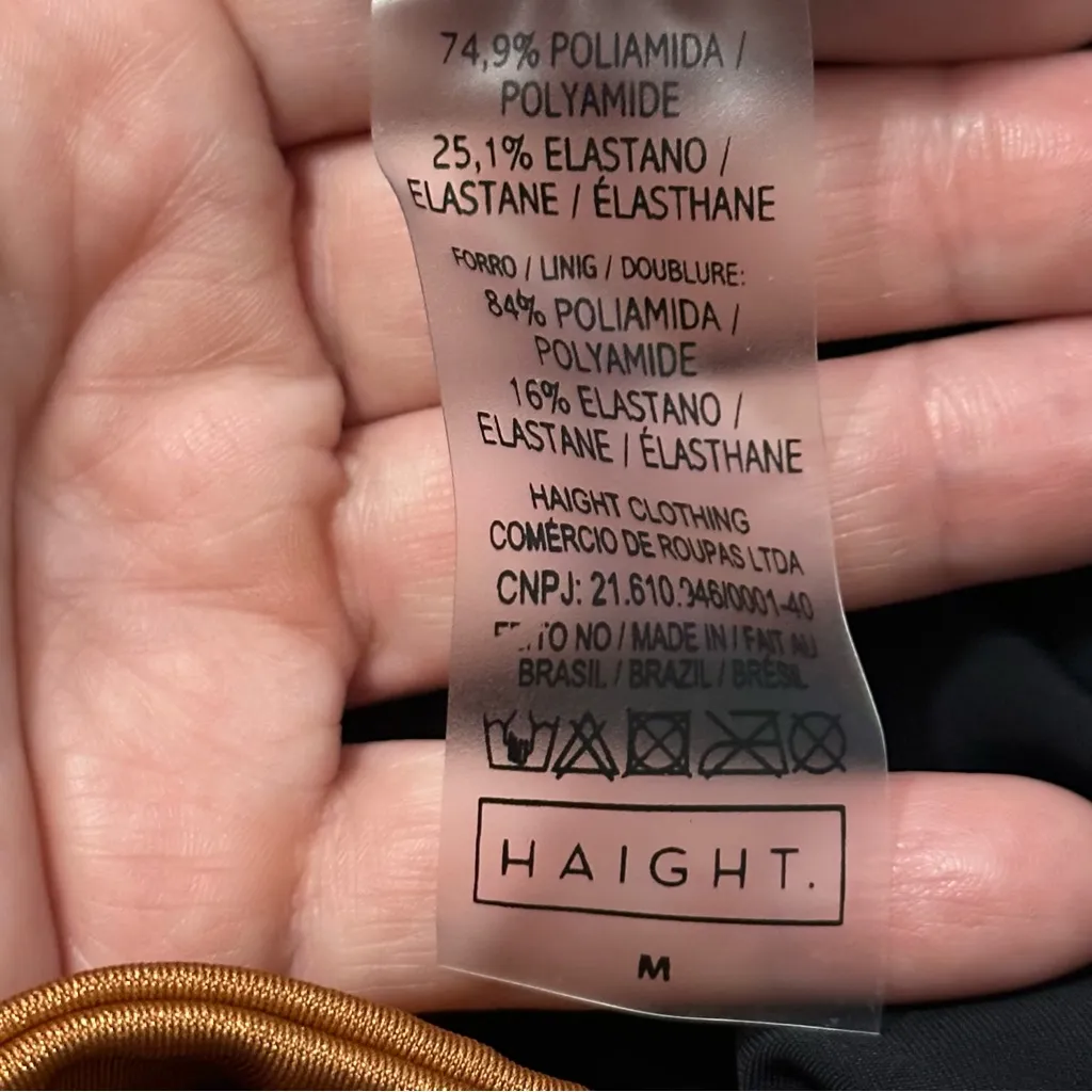 Haight. Women’s Sz M Bronze Black Deep Plunge V One Piece Swimsuit Bathing Suit Gold Size M - Image 5