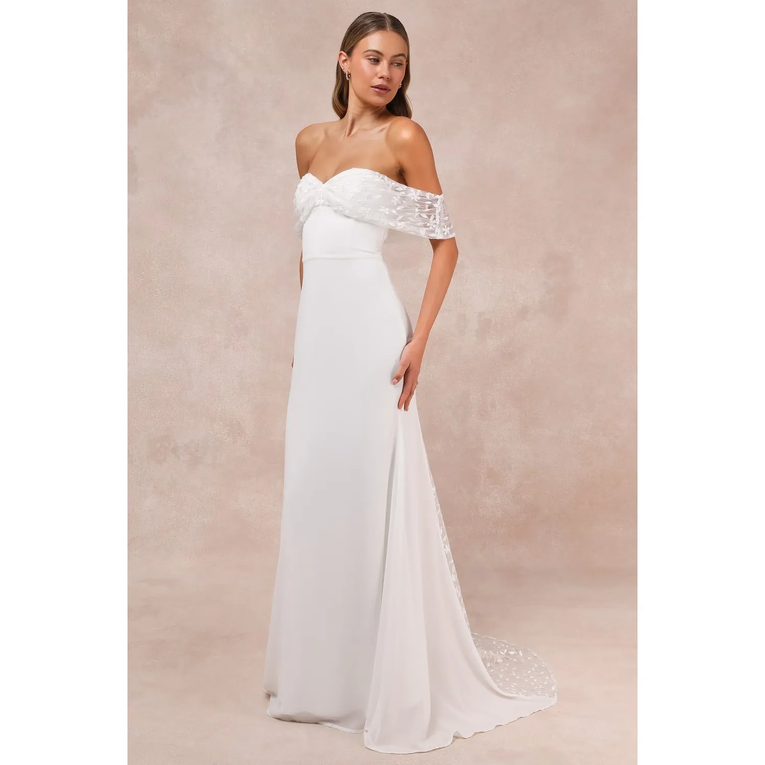 NWT Lulus Beloved Beginning White Embroidered Off-the-Shoulder Maxi Dress Size S - Image 4