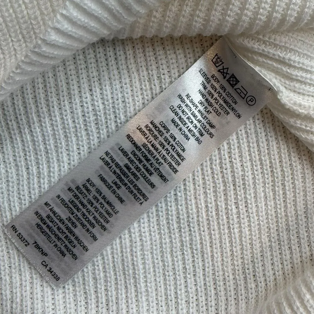 French Connection S Caballo Floral Embroidered Statement Sleeve‎ Sweater White - Image 9