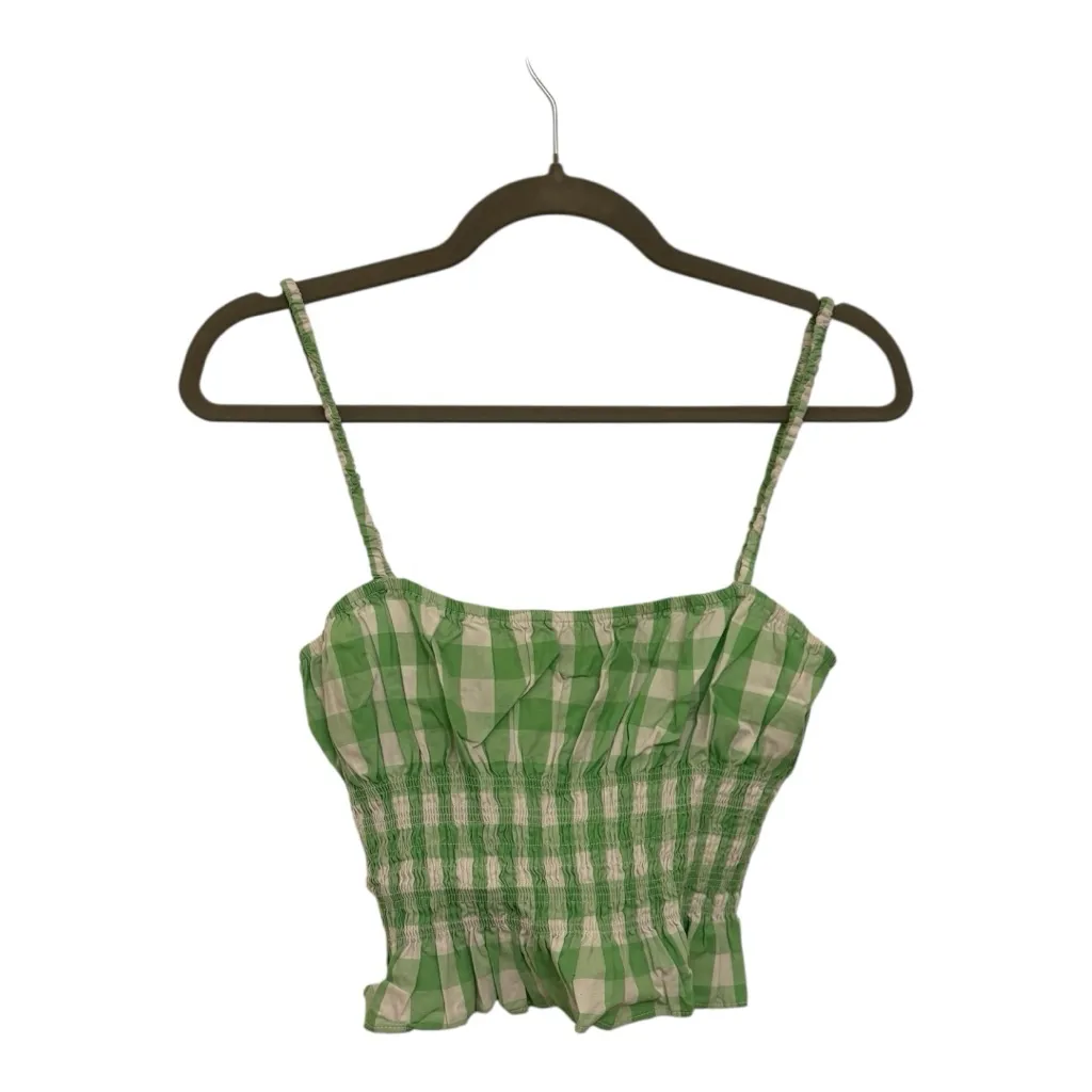 Urban Outfitters Green Gingham Smocked Crop Top M Cottagecore Coquette Style - Image 3